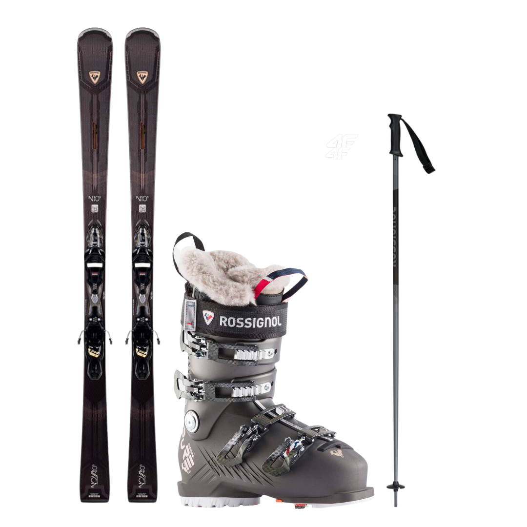 Lyže Rossignol NOVA 10 TI Xpress + vázání Xpress W 11 GW B83 + boty Rossignol Pure Heat GW + hůlky 